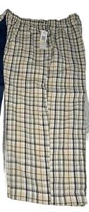 New Women's Drawstring Capri , Erika Yellow Plaid Pants Stretch Large - Picture 1 of 3