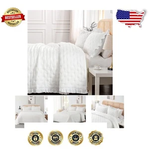 Ultrasonic Twin Quilt Set - Soft Ruffled Bedspread & Pillow Sham 68 x 90 - Picture 1 of 8