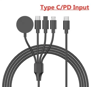 4in1 Multi USB Charger Charging Cable Cord For Apple Watch iPhone iWatch Type-C - Picture 1 of 4