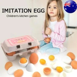 6pcs Children Wooden Simulation Egg Kitchen Pretend Play Set Easter Decor - Picture 1 of 8