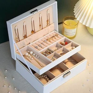 2 Layer Jewelry Box, Jewelry Holder Organizer With Jewelry Organizer Drawer For - Picture 1 of 9