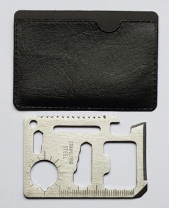 11in1 Multi-Tool Scheckkarte Outdoor Survival Notfall Werkzeug Edelstahl im Etui - Bild 1 von 3