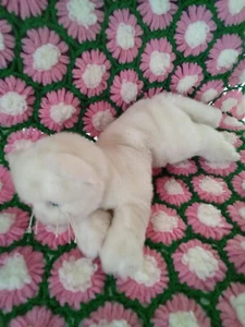 White Cat Muffin The Bearington Collection Blue Eyes Laying Down 18" - Picture 1 of 5