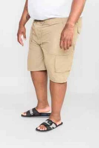 D555 Duke Big Mens Cargo Shorts Elasticated Waist Sand 2XL-8XL KS20462S - Picture 1 of 3