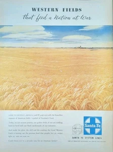 1944 Santa Fe Railroad Line Western States Grain Field WW2 Efforts Print Ad - Bild 1 von 1