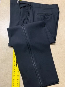 Black Flat Front Formal Dress Trousers with satin leg stripe adjustable waist - Picture 1 of 1