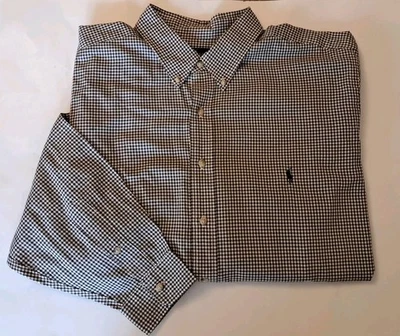 Ralph Lauren 2XB 100% Cotton Classic Fit Beige Cream Check Long Sleeve Button - Image 1 of 4