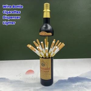 Creative Wine Bottle Cigarette Dispenser Case Box + Lighter For Party Wedding - Picture 1 of 10