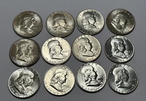 1949, 1949 D UND 1949 S AU-BU FRANKLIN HALF DOLLAR LOT / 3 MÜNZEN - Bild 1 von 2