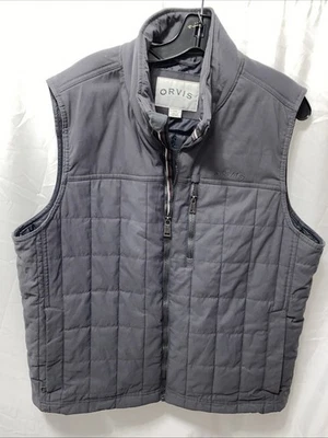 Orvis Classic Collection Vest Mens L Quilted Gray Full Zip Outdoor Puffer - Image 1 of 4