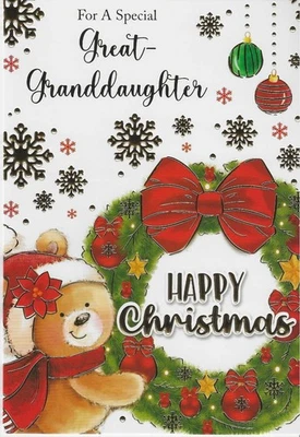 POPPYHILL FOR A SPECIAL GREAT GRANDDAUGHTER CHRISTMAS CARD WITH GOLD FOIL DETAIL