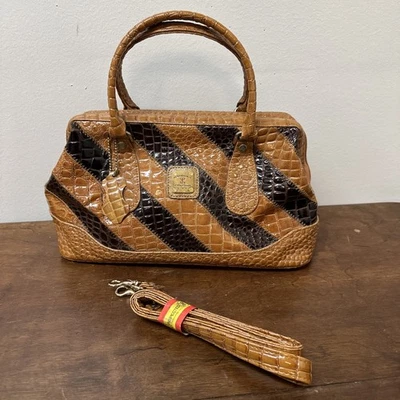 Bolso Bandolera de Cuero De Colección Patrón de Cocodrilo Renacimiento Artículos de Cuero Marrón Foto 1 de 4