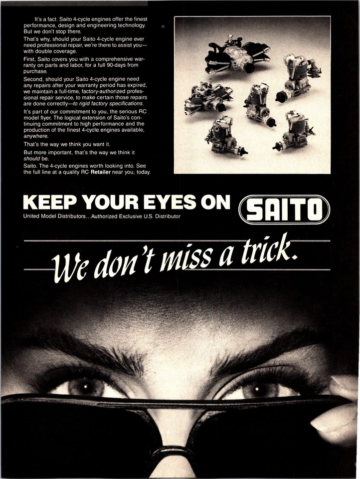 Saito 4 Cycle RC Engines Print Ad Wall Art Decor - Image 1 of 1
