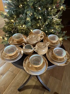 23 Piece Tea Set Lustreware Japan Vintage Collectible Red Lettering - Picture 1 of 9