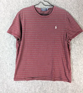 POLO Shirt Uomo XL Mini Logo Rosso Grigio Righe T Shirt Logo Maniche Corte Grandi - Foto 1 di 9