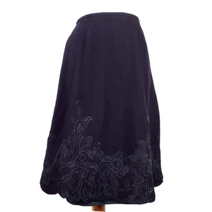 Talbots Skirt Black Italian Wool A Line Embroidery Fully Lined W 26 4 Petite - Picture 1 of 8