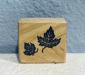 Two Maple Leaves Wood Mounted Rubber Stamp Maple Leaf PSX Fall Autumn - Picture 1 of 3