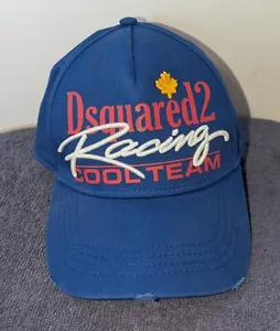 Dsquared2 Racing Cool Team Hat Blue Distressed Baseball Cap Logo Strapback - Picture 1 of 11