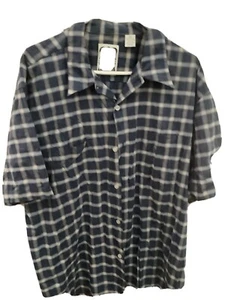 Ocean Current Short Sleeve Men's XL Button Up Shirt Blue /Gray /White Plaid - Picture 1 of 6