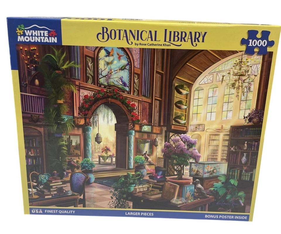 White Mountain 1000-Piece Jigsaw Puzzle Botanical Library Artist Catherine Klein - Image 1 of 3