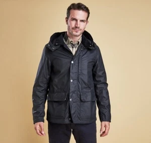 BARBOUR Dulwich Wax Navy Blau mit Kapuze Jacke Herren Größe L-XL - Bild 1 von 12