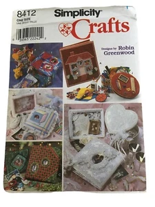 Patrón de costura Simplicity 8412 manualidades cajas de memoria libros marcos recuerdos sin cortar - Imagen 1 de 8