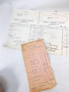 WW2 Era 1944 Kraft Cheese 3 Invoice Lot Letterhead Advertising - Picture 1 of 4