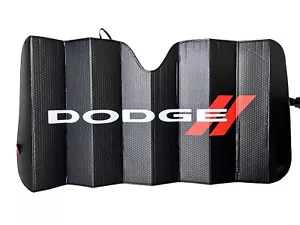 DODGE Black Classic Logo Car Truck Front Windshield Folding Accordion Sun Shade - Picture 1 of 7