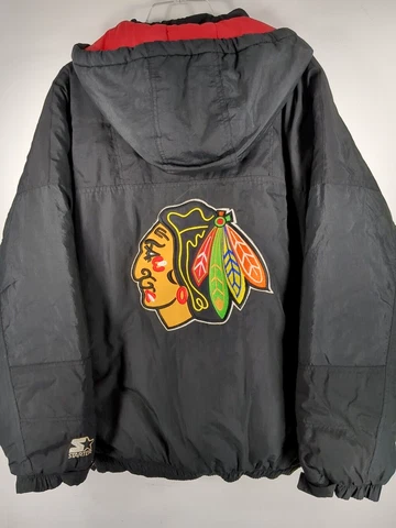 Vintage 90's Chicago Blackhawks Starter Pullover Jacket XL Coat Parka NHL Cover
