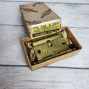 Vtg Hager Hinge Co Hinges and Screws St Louis No 1150-DB Dull Brass 3 in -NOS - Picture 1 of 9