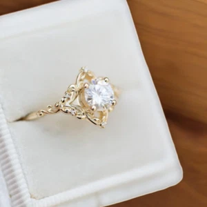 14K Gelbgold Rundschliff 1,10 Kt IGI Lab Created Verlobungsring - Bild 1 von 11
