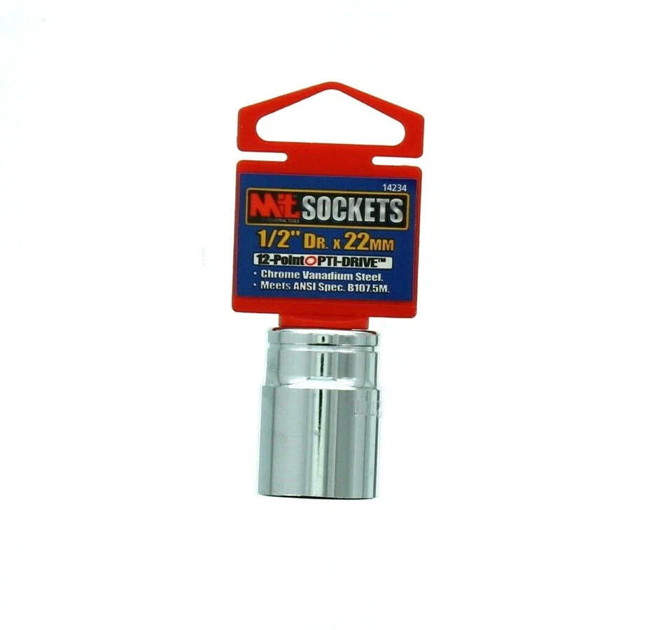 MICHIGAN INDUSTRIAL TOOLS MIT Tekton MIT 1/2 Inch Drive by 22mm Vanadium Steel 12 Point Shallow Socket