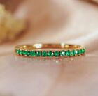 Natural Emerald Pave Wedding Band 14K 18K Gold Ring, Anniversary Gift, Emerald