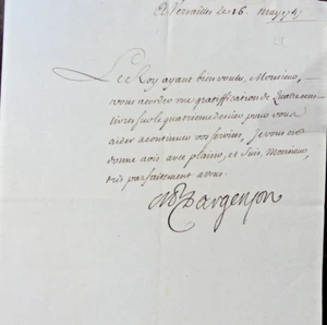 1747 Marquis d'Argenson gratification accordée par le Roi louis XV - Picture 1 of 1