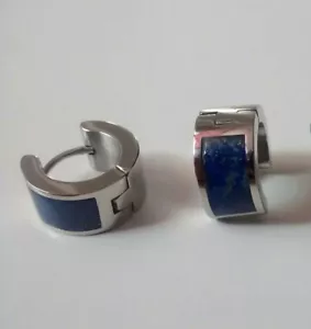 Handmade Huggie Earrings Lapis Lazuli 13mm Natural Gemstone Patagonia Collection - Picture 1 of 6