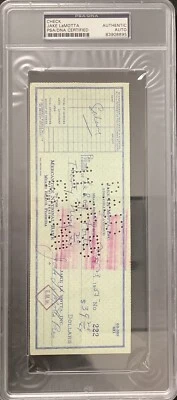 Jake LaMotta Signed Check Dated 1955 Raging Bull Boxing Two Autographs PSA/DNA - Image 1 of 4