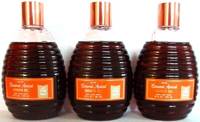 Bath Body Works SALTED CARAMEL APRICOT Shower Gel, Honey,  10 oz/295 mL, NEW x 3 - Image 1 of 2