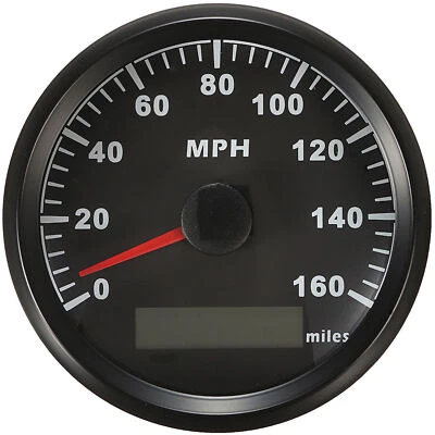 85mm Black GPS Speedometer 160MPH Odo Stainless for Car Truck Marine UTV Red Led - Image 1 of 4