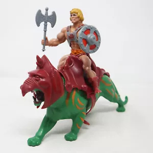 LOTE DE FIGURAS VINTAGE 1981 MATTEL MOTU MASTERS OF THE UNIVERSE HE-MAN & BATTLE CAT - Imagen 1 de 16