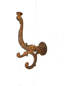 Rusty Cast Iron Koi Fish Coat Hook Farmhouse Entryway - Picture 1 of 6