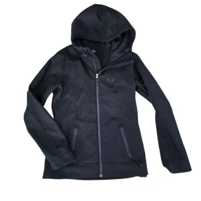 Chaqueta Oakley Cremallera Completa Para Mujer Mediana Forrada Negra Con Capucha Cremallera Bolsillos Gorpcore Foto 1 de 4