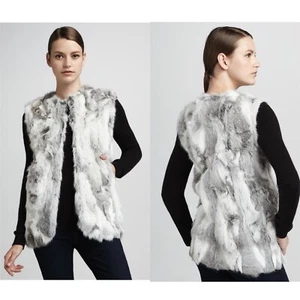 Adriene landau textured rabbit fur vest Sz S - Picture 1 of 7