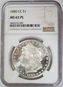 1880 CC CARSON CITY MORGAN SILVER DOLLAR $1 NGC MS 63 PL PROOFLIKE - Picture 1 of 2