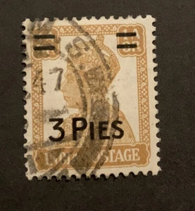 1946 India King George VI 3p On 1a 3p Surcharge Brown FU SG282 - Bild 1 von 2