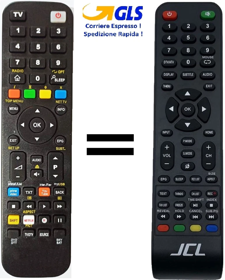Telecomando già programmato compatibile per TV JCL