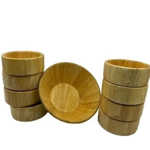 Vintage Blonde Wood Salad Bowl Set of 9. - Picture 1 of 12