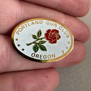 Vintage Portland Gun Club Oregon Lapel Pin Rose - Picture 1 of 3