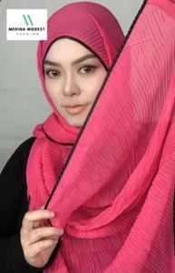 Pleated Plain Hijab Pashmina - Picture 1 of 7