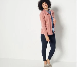 Denim & Co. Wildlederimitat Jacke mit Knopfleiste und Taschen Damen XS Antik Rose - Bild 1 von 5