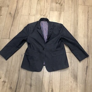 Liz Claiborne Liz Wear Denim Blazer Jacket Women’s Size 12 Pinstripes - Picture 1 of 7